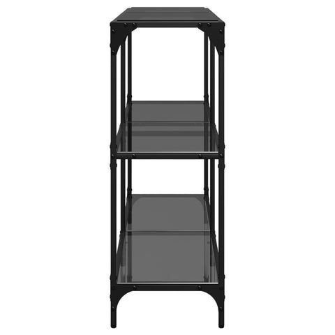 vidaXL Console Table with Black Glass Top 118.5x30x81 cm Steel