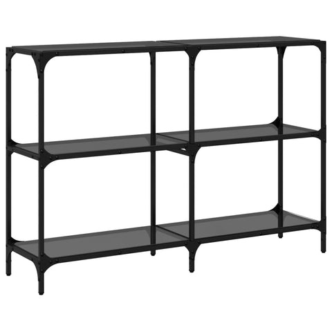 vidaXL Console Table with Black Glass Top 118.5x30x81 cm Steel