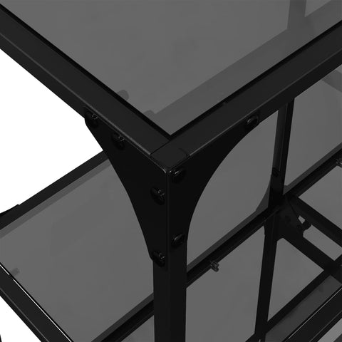 vidaXL Console Table with Black Glass Top 118.5x30x81 cm Steel
