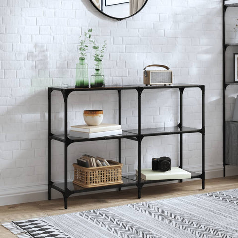 vidaXL Console Table with Black Glass Top 118.5x30x81 cm Steel