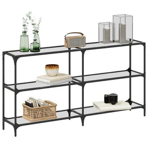 vidaXL Console Table with Transparent Glass Top 158.5x30x81 cm Steel