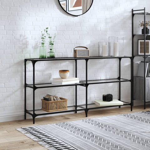 vidaXL Console Table with Transparent Glass Top 158.5x30x81 cm Steel