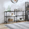 vidaXL Console Table with Transparent Glass Top 158.5x30x81 cm Steel