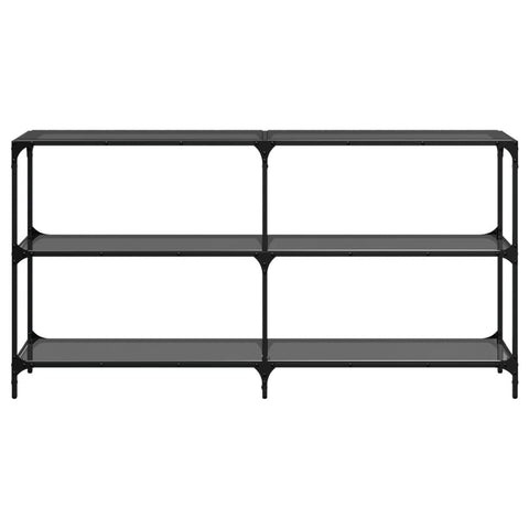 vidaXL Console Table with Black Glass Top 158.5x30x81 cm Steel