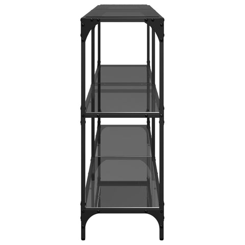 vidaXL Console Table with Black Glass Top 158.5x30x81 cm Steel