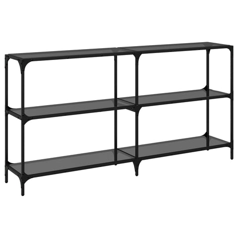 vidaXL Console Table with Black Glass Top 158.5x30x81 cm Steel