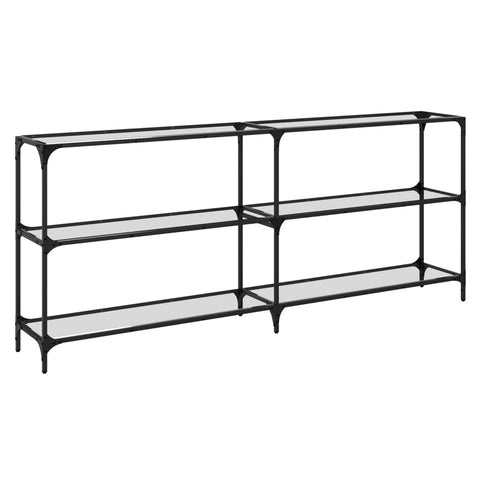 vidaXL Console Table with Transparent Glass Top 194.5x30x81 cm Steel