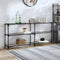 vidaXL Console Table with Transparent Glass Top 194.5x30x81 cm Steel