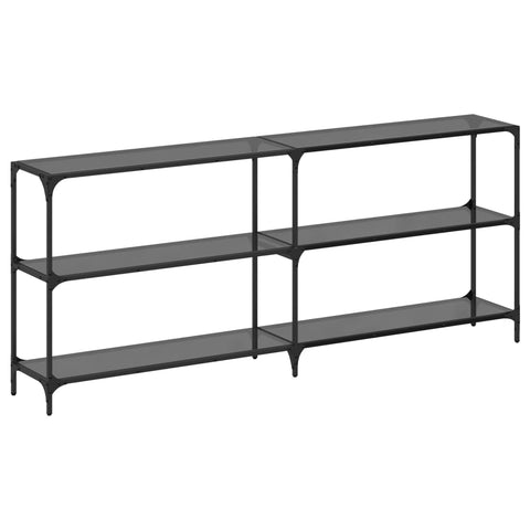 vidaXL Console Table with Black Glass Top 194.5x30x81 cm Steel