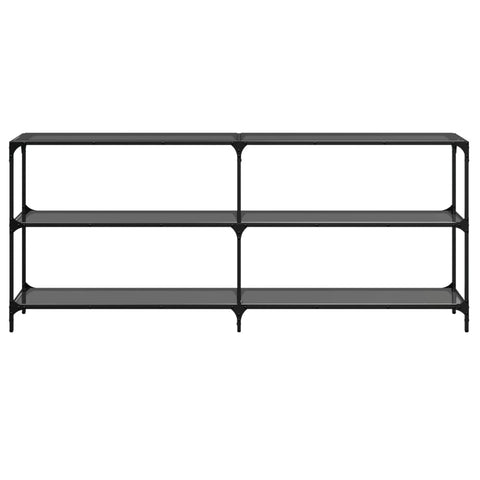 vidaXL Console Table with Black Glass Top 194.5x30x81 cm Steel