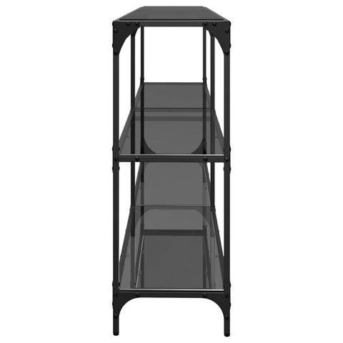 vidaXL Console Table with Black Glass Top 194.5x30x81 cm Steel
