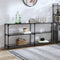vidaXL Console Table with Black Glass Top 194.5x30x81 cm Steel