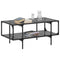 vidaXL Coffee Table with Black Glass Top 98.5x50x45 cm Steel