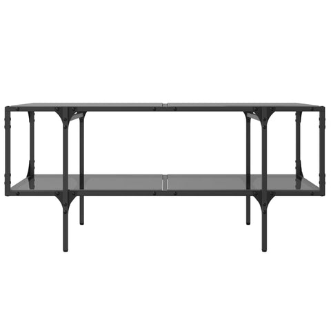 vidaXL Coffee Table with Black Glass Top 98.5x50x45 cm Steel