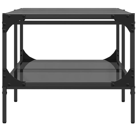 vidaXL Coffee Table with Black Glass Top 98.5x50x45 cm Steel
