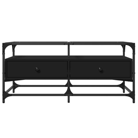 vidaXL Coffee Table with Glass Top Black 98.5x50x45 cm Steel