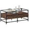 vidaXL Coffee Table with Glass Top Brown Oak 98.5x50x45 cm Steel