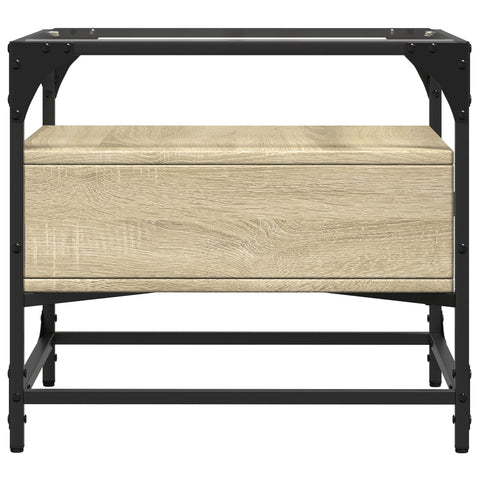 vidaXL Coffee Table with Glass Top Sonoma Oak 50x50x45 cm Steel