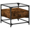 vidaXL Coffee Table with Glass Top Smoked Oak 50x50x45 cm Steel