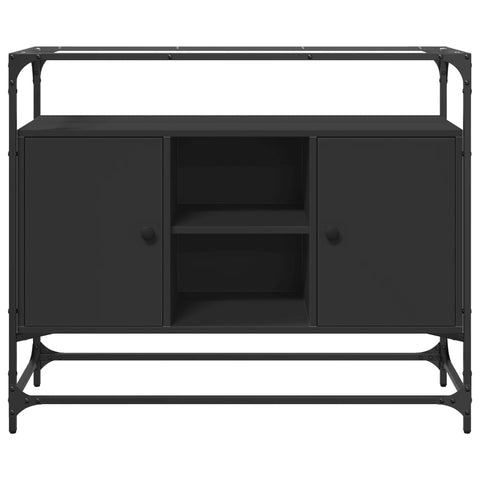 vidaXL Sideboard with Glass Top Black 98x35x81 cm Engineered Wood