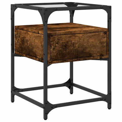 vidaXL Bedside Cabinet Smoked Oak 40x40x55 cm Engineered Wood