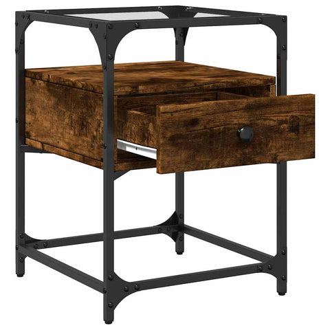 vidaXL Bedside Cabinet Smoked Oak 40x40x55 cm Engineered Wood