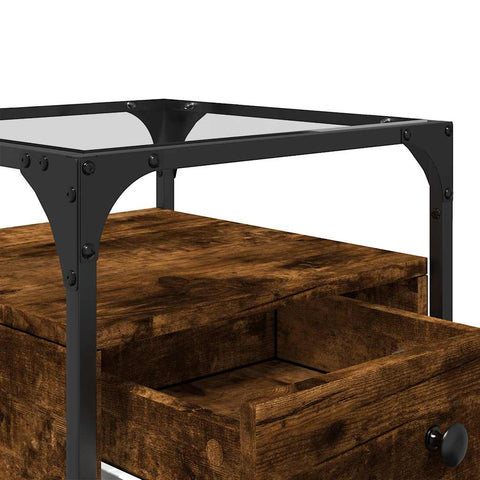 vidaXL Bedside Cabinet Smoked Oak 40x40x55 cm Engineered Wood