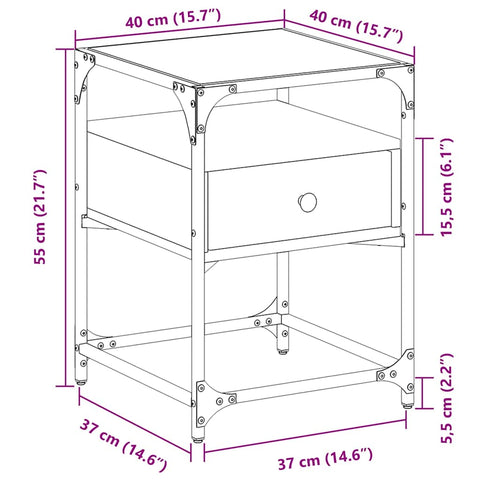 vidaXL Bedside Cabinet Gery Sonoma 40x40x55 cm Engineered Wood