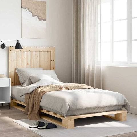 vidaXL Bed Frame without Mattress with Headboard 90x200 cm Solid Wood