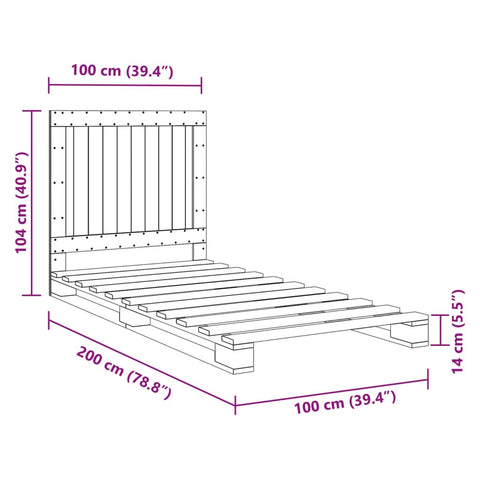 vidaXL Bed Frame without Mattress with Headboard 100x200 cm Solid Wood