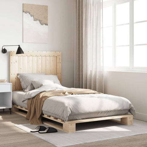vidaXL Bed Frame without Mattress with Headboard 100x200 cm Solid Wood