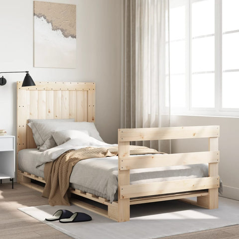 vidaXL Bed Frame without Mattress with Headboard 90x200 cm Solid Wood