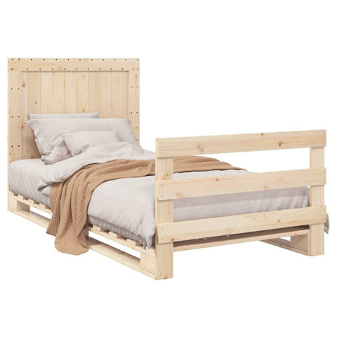 vidaXL Bed Frame without Mattress with Headboard 100x200 cm Solid Wood