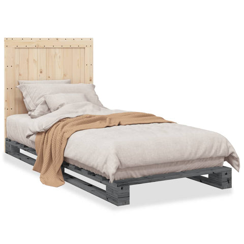 vidaXL Bed Frame without Mattress  Grey 90x200 cm Solid Wood Pine