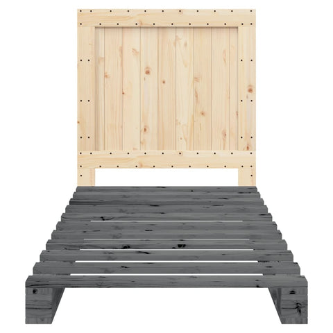 vidaXL Bed Frame without Mattress  Grey 90x200 cm Solid Wood Pine