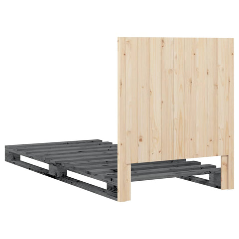 vidaXL Bed Frame without Mattress  Grey 90x200 cm Solid Wood Pine