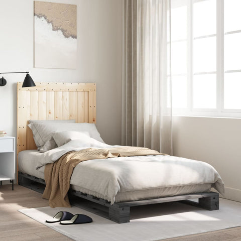 vidaXL Bed Frame without Mattress  Grey 90x200 cm Solid Wood Pine
