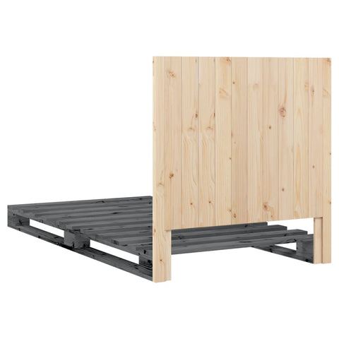 vidaXL Bed Frame without Mattress  Grey 100x200 cm Solid Wood Pine