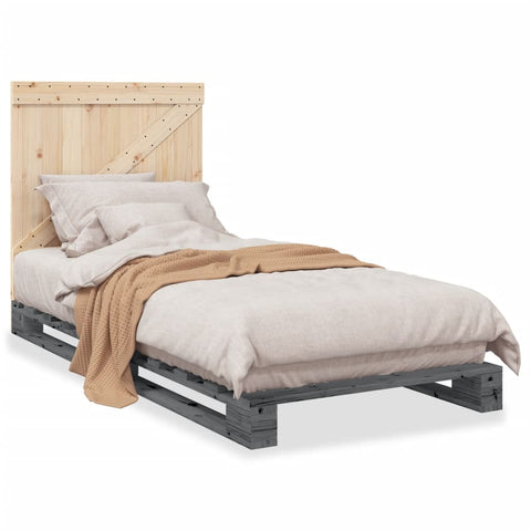 vidaXL Bed Frame without Mattress  Grey 90x200 cm Solid Wood Pine