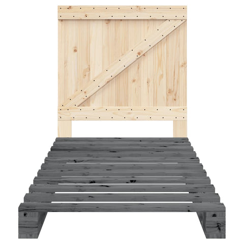 vidaXL Bed Frame without Mattress  Grey 90x200 cm Solid Wood Pine