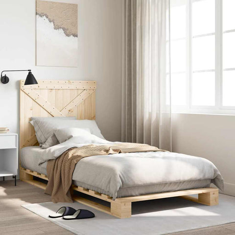 vidaXL Bed Frame without Mattress with Headboard 90x200 cm Solid Wood