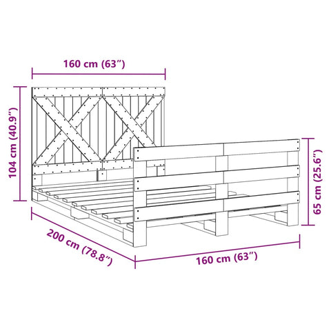 vidaXL Bed Frame without Mattress with Headboard 160x200 cm Solid Wood
