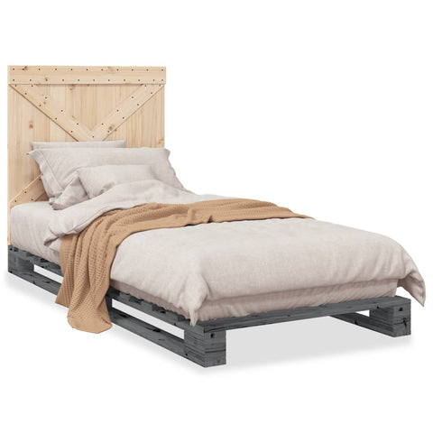 vidaXL Bed Frame without Mattress  Grey 90x200 cm Solid Wood Pine