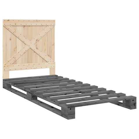 vidaXL Bed Frame without Mattress  Grey 90x200 cm Solid Wood Pine