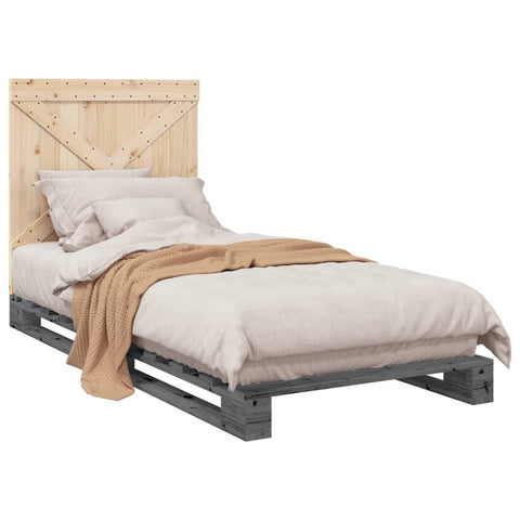 vidaXL Bed Frame without Mattress  Grey 90x200 cm Solid Wood Pine