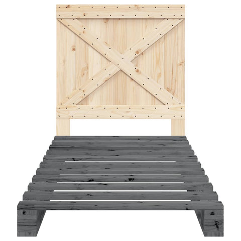 vidaXL Bed Frame without Mattress  Grey 90x200 cm Solid Wood Pine