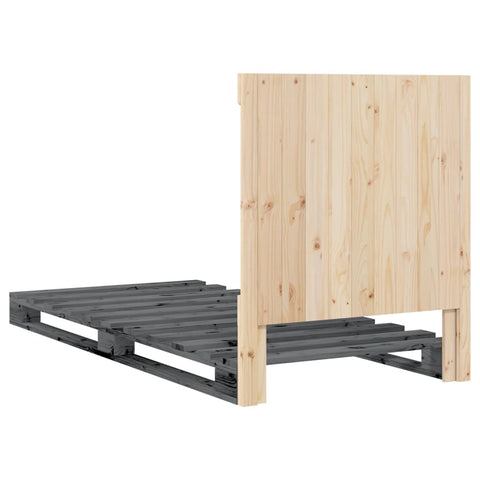 vidaXL Bed Frame without Mattress  Grey 90x200 cm Solid Wood Pine