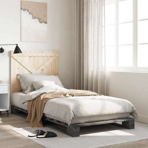 vidaXL Bed Frame without Mattress  Grey 90x200 cm Solid Wood Pine
