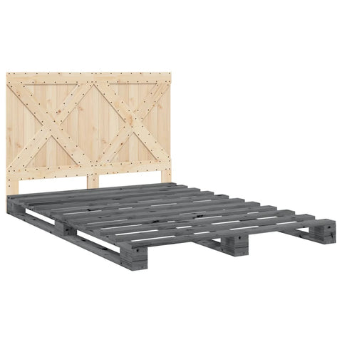 vidaXL Bed Frame without Mattress  Grey 140x200 cm Solid Wood Pine