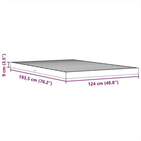 vidaXL Bed Frame without Mattress Wax Brown 120x190 cm Small Double Solid Wood Pine